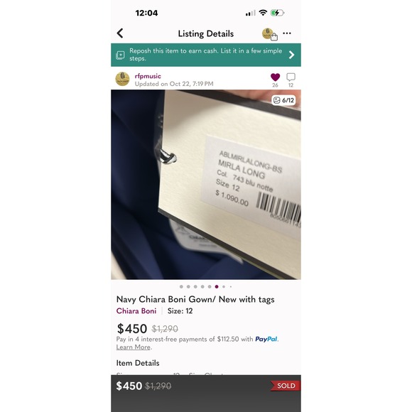 Navy Chiara Boni Gown-New with tags - Picture 6 of 6